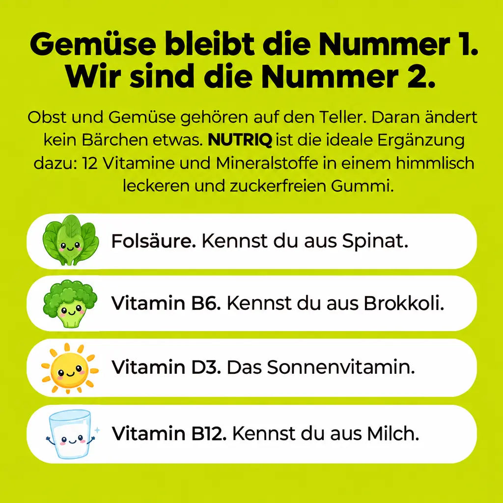 NUTRIQ Kids Multivitamin & Omega-3 Gummies für Konzentration, Immunsystem und Wachstum bei Kindern, Produktbild 3
