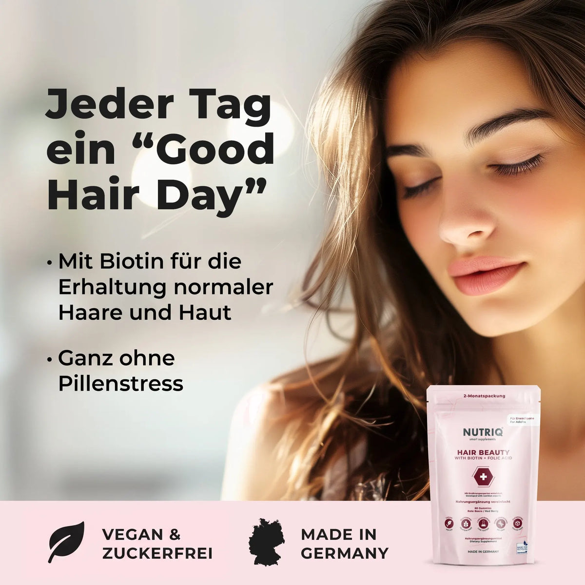 NUTRIQ Hair Beauty Gummies mit Biotin und Zink für Haarwachstum und gegen Haarausfall, Produktbild 3