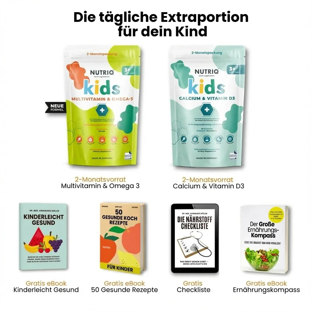 NUTRIQ Kids Complete Set: Kinder Vitamine für Immunsystem, Konzentration, Knochen und Wachstum, Produktbild 1