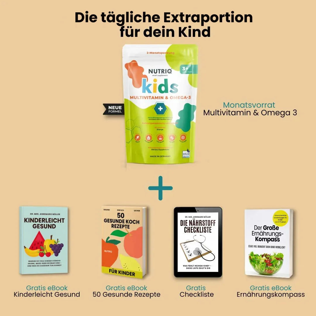 NUTRIQ Kids Multivitamin & Omega-3 Gummies für Konzentration, Immunsystem und Wachstum bei Kindern, Produktbild 2