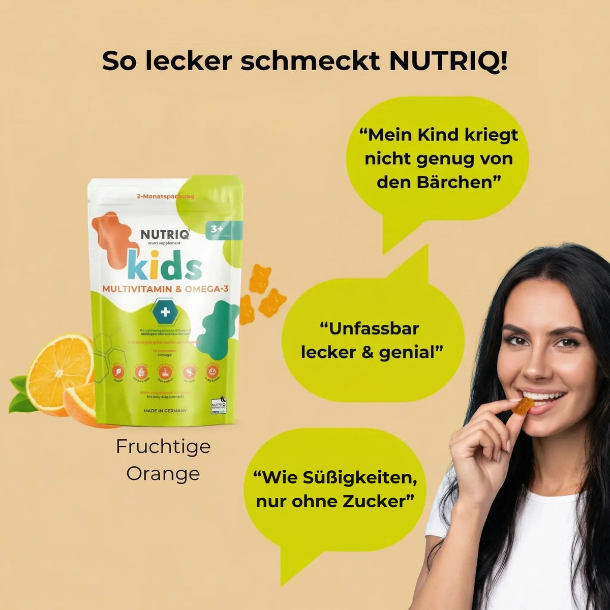 NUTRIQ Kids Multivitamin & Omega-3 Gummies für Konzentration, Immunsystem und Wachstum bei Kindern, Produktbild 12