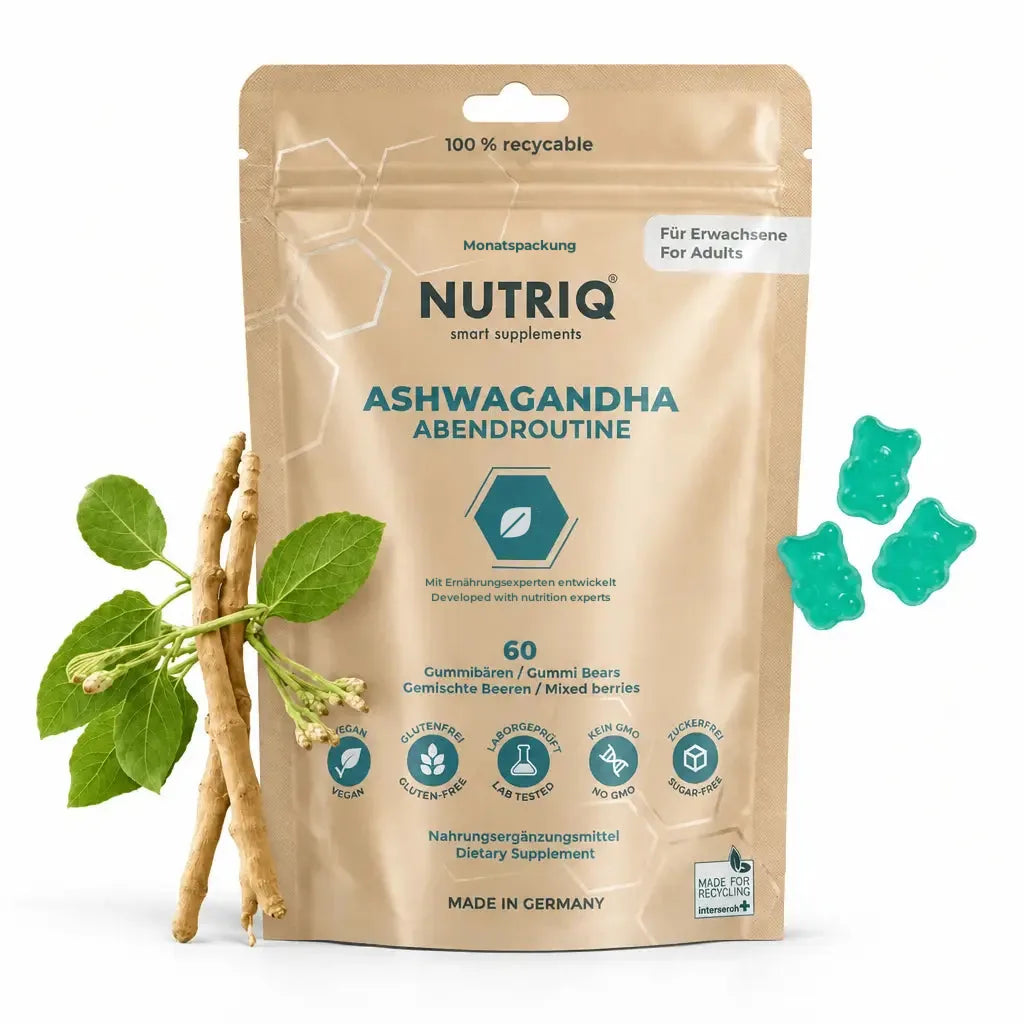 NUTRIQ Ashwagandha Gummies bei Stress, für Schlaf, innere Ruhe und die Abendroutine, Produktbild 1