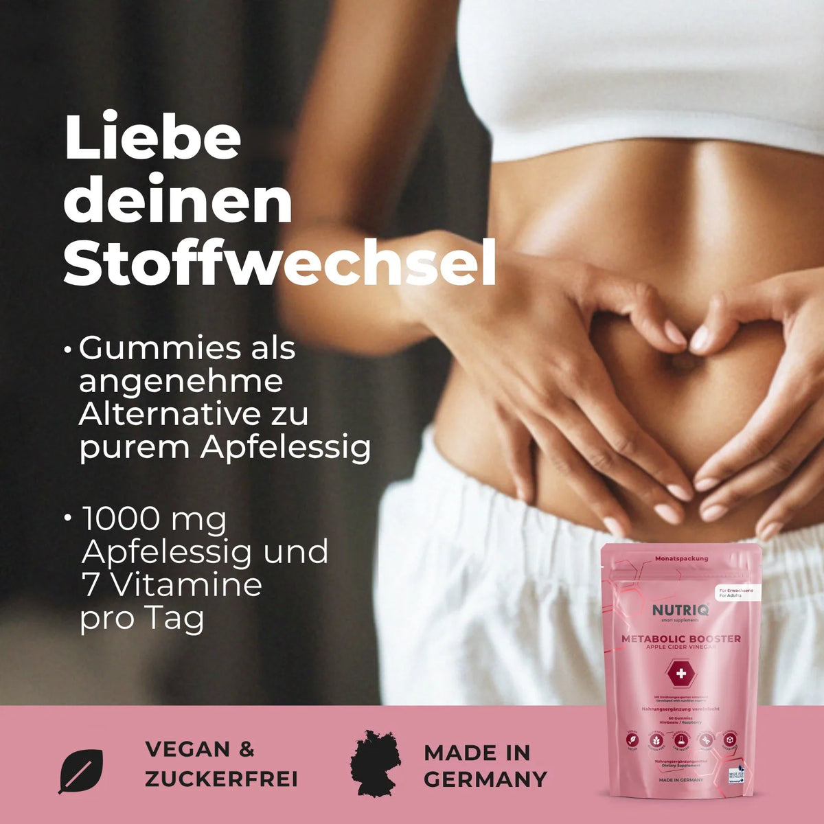 NUTRIQ Apfelessig Gummies (Metabolic Booster) für Stoffwechsel, Energie und gegen Heißhunger, Produktbild 4
