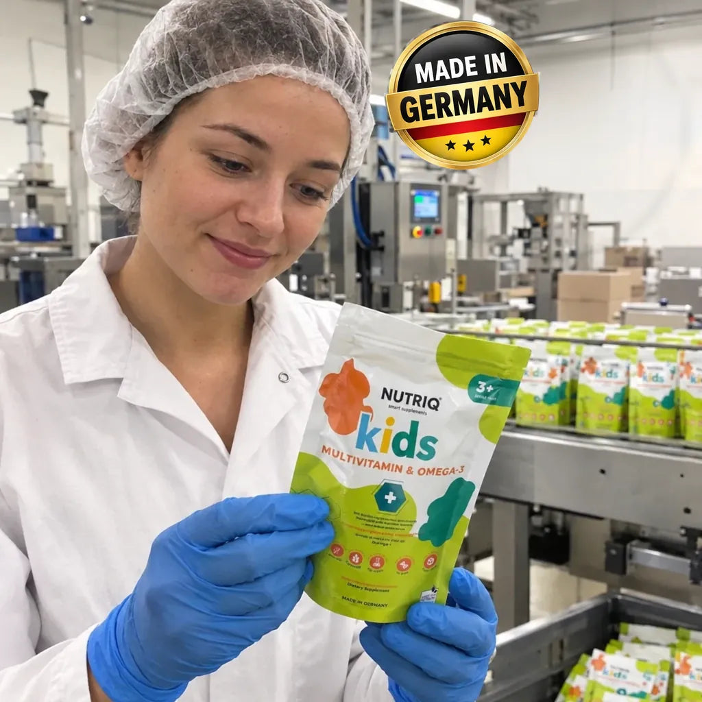 NUTRIQ Kids Multivitamin & Omega-3 in der Produktion, Made in Germany
